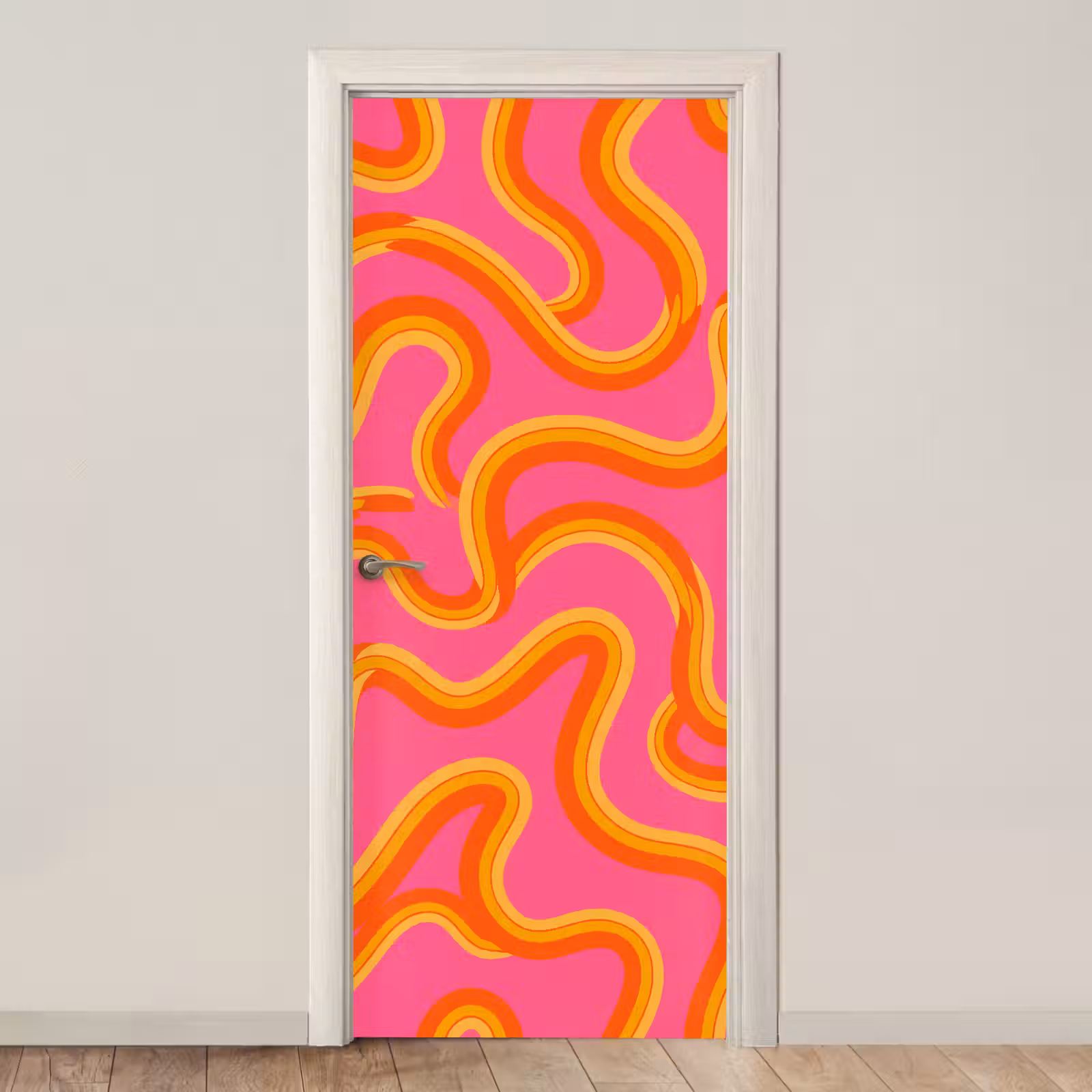 Deursticker - Abstract - Golvende lijnen - Modern - Kleurrijk — 1