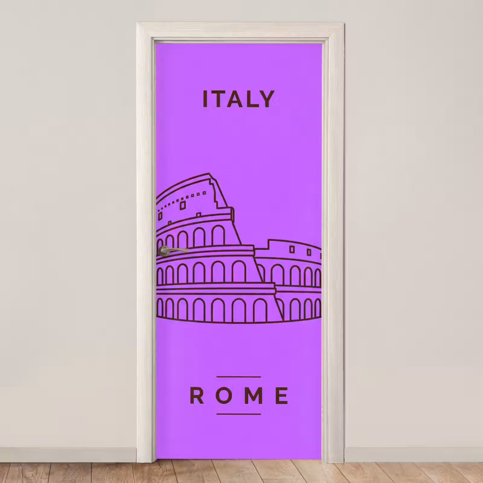Deursticker - Architectuur - Colosseum - Rome - Minimalistisch - Paars — 1