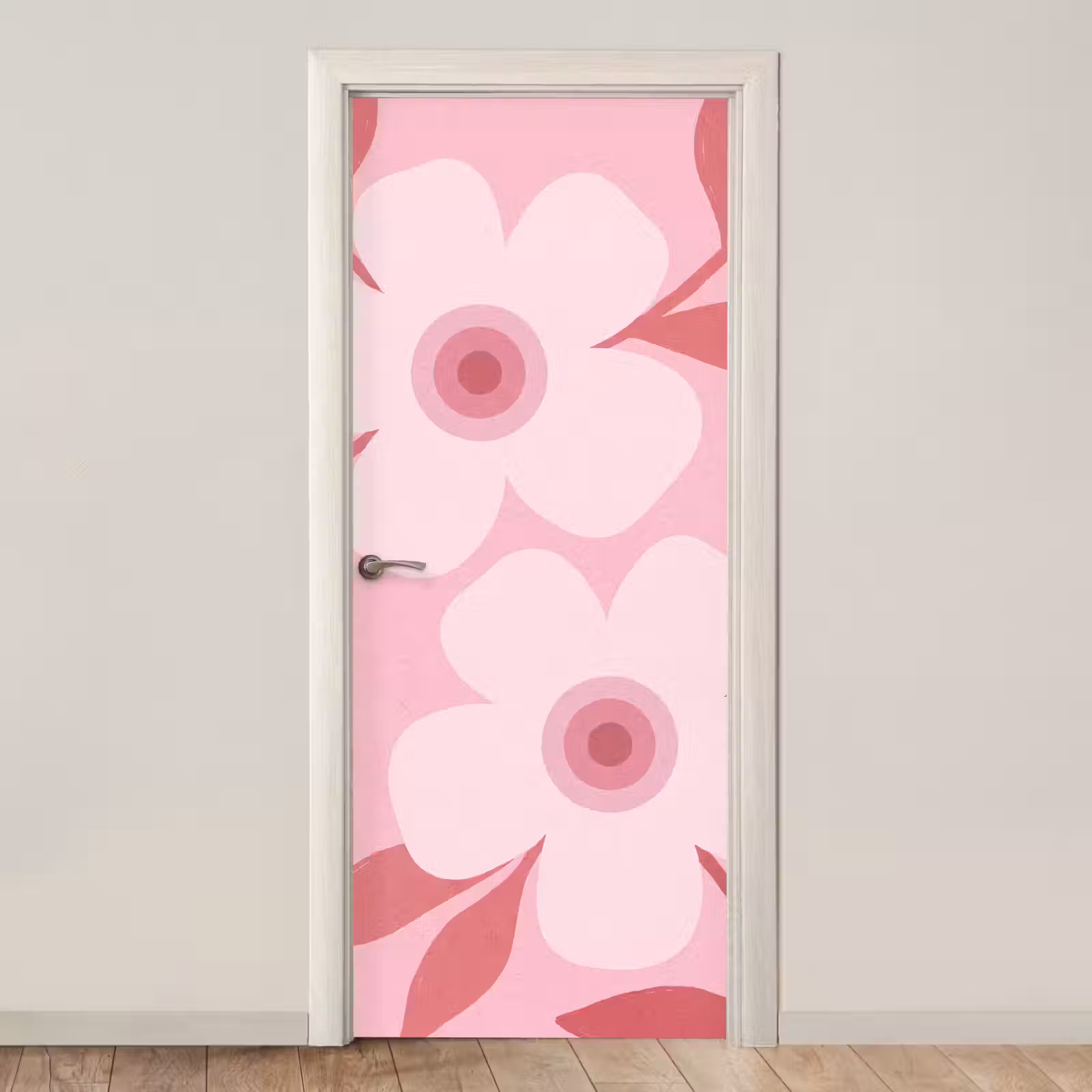 Deursticker - Bloemen - Abstract - Modern - Roze - Natuur — 1