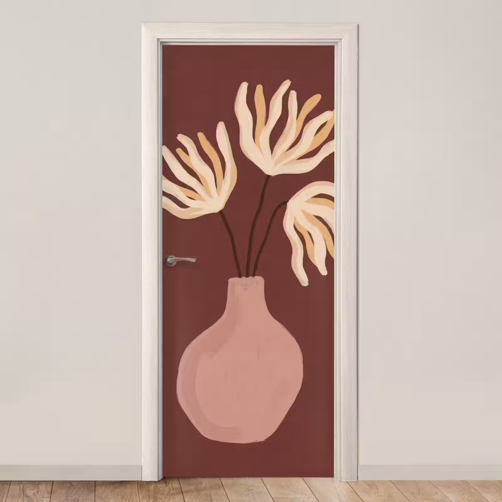 Deursticker - Bloemen - Vaas - Abstract - Modern - Aardetinten — 1