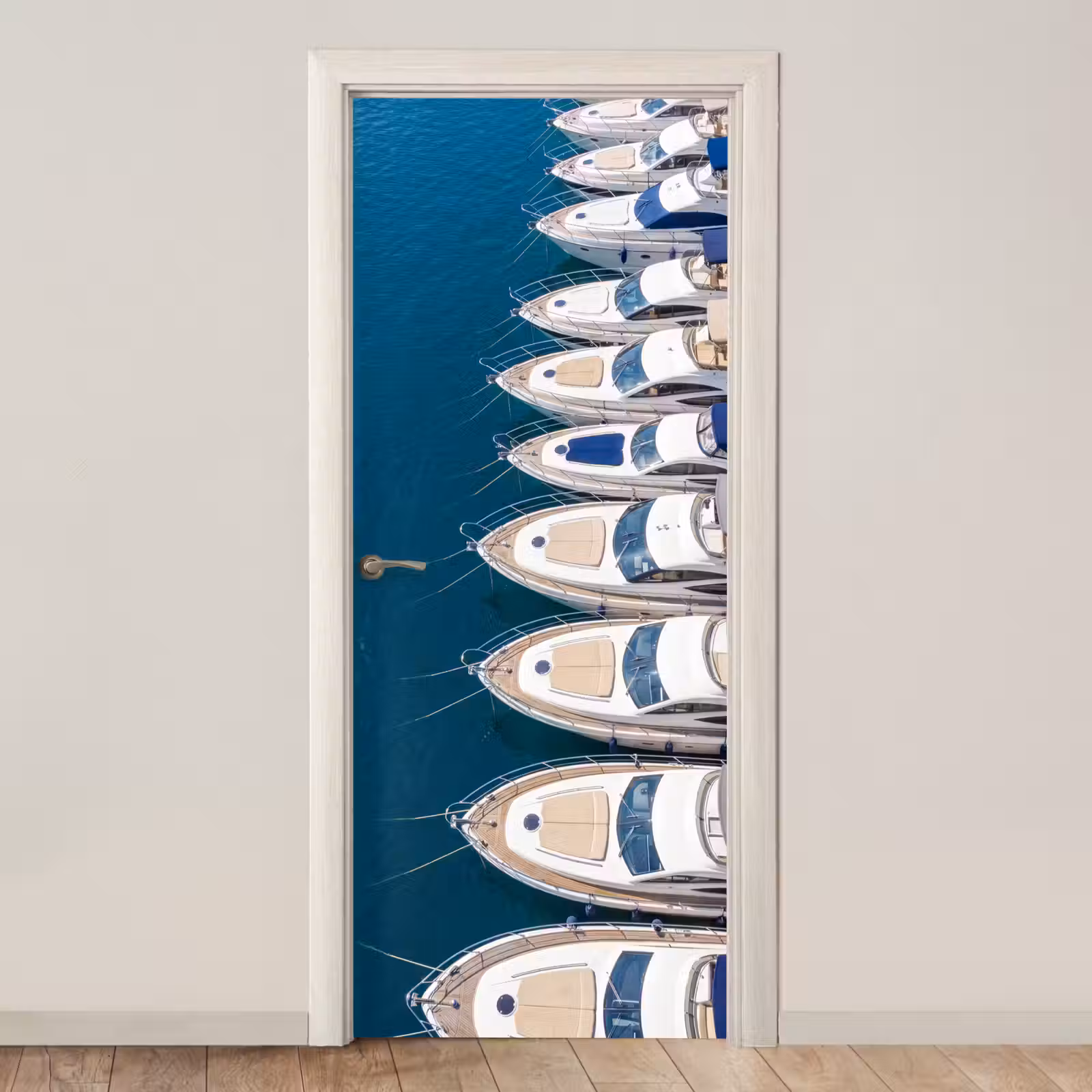 Deursticker - Boot - Jachthaven - Water - Zomer - Blauw — 1