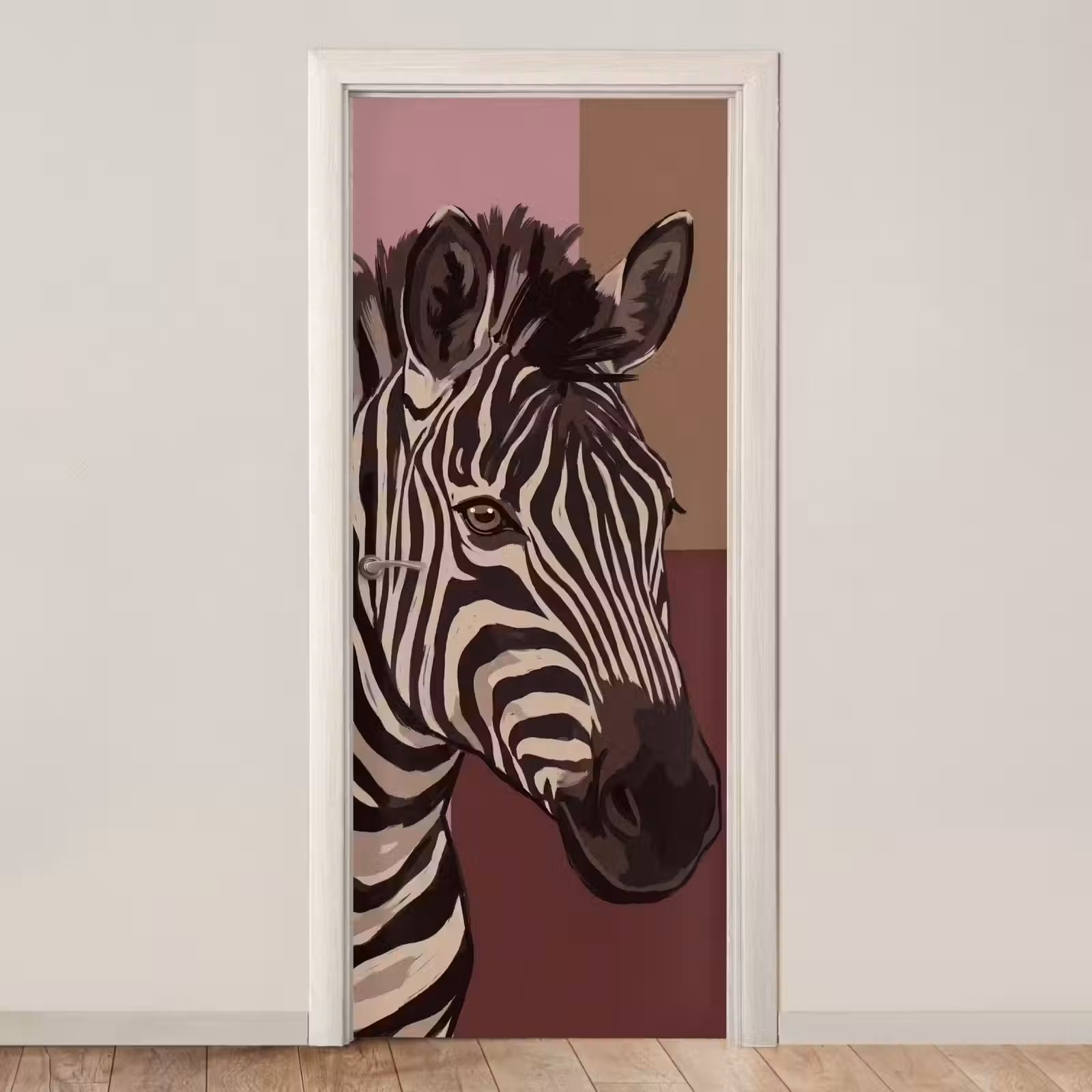 Deursticker - Dieren - Zebrahoofd - Wildlife - Modern - Bruin — 1