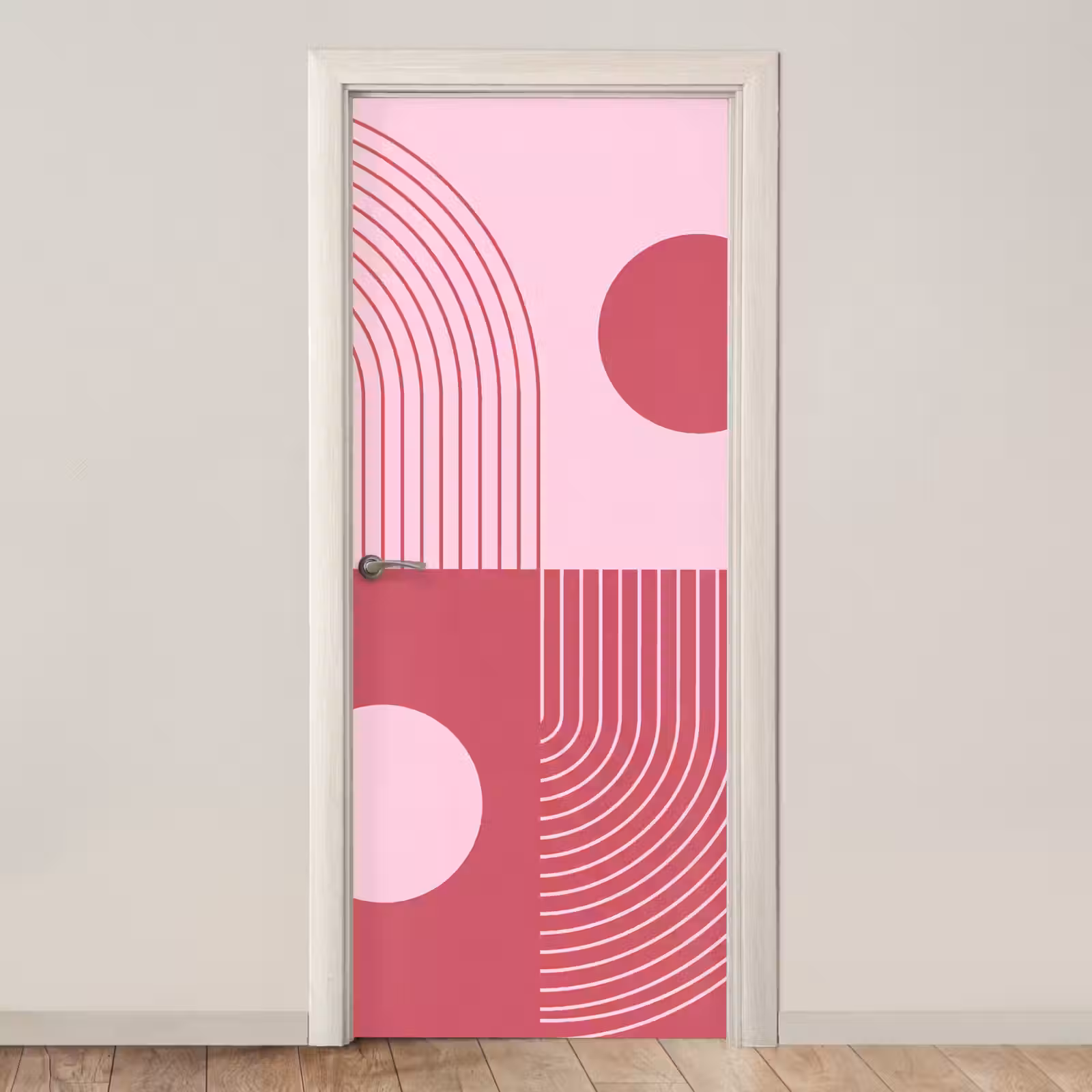 Deursticker - Geometrie - Patroon - Abstract - Roze - Modern — 1