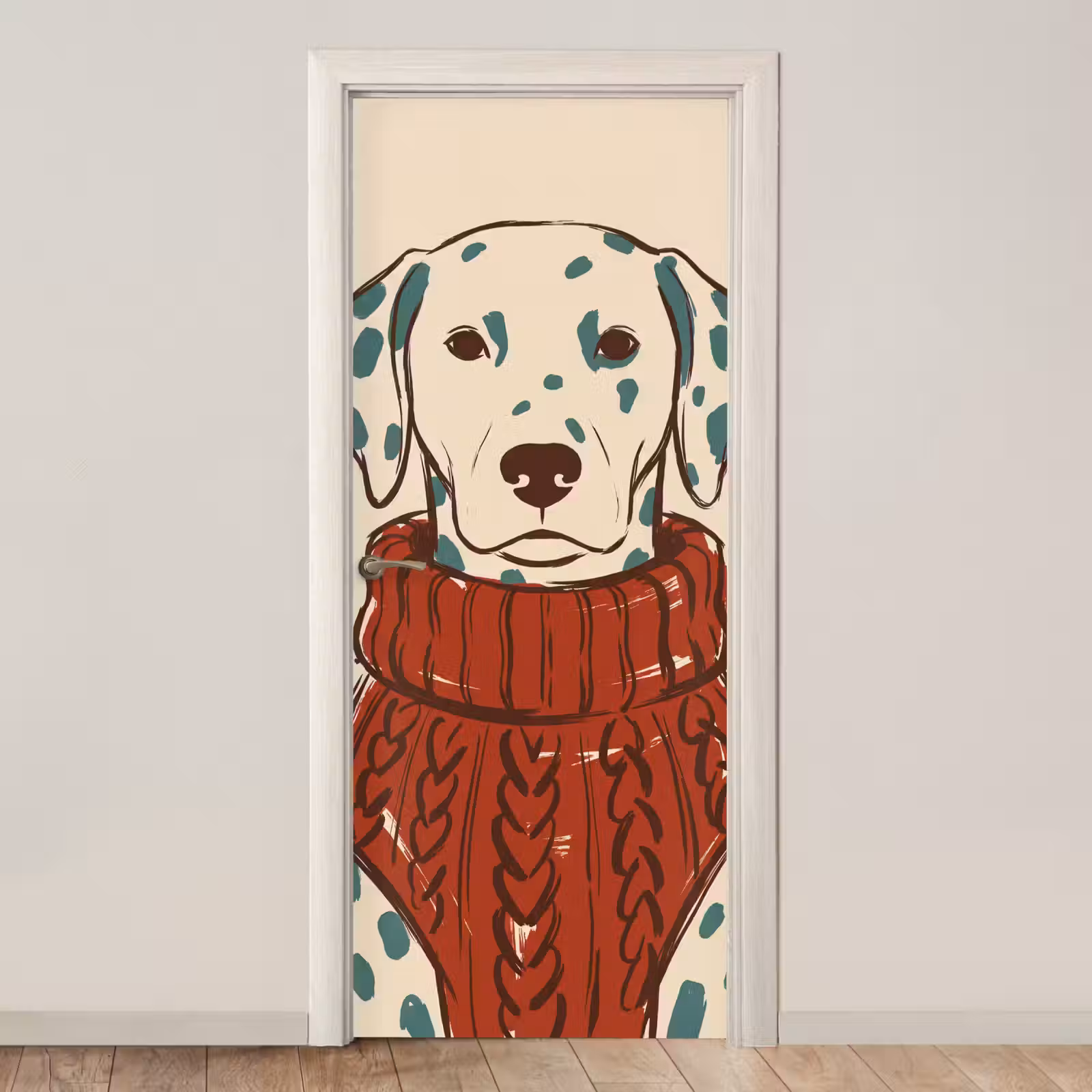 Deursticker - Hond - Trui - Winter - Dieren - Rood — 1