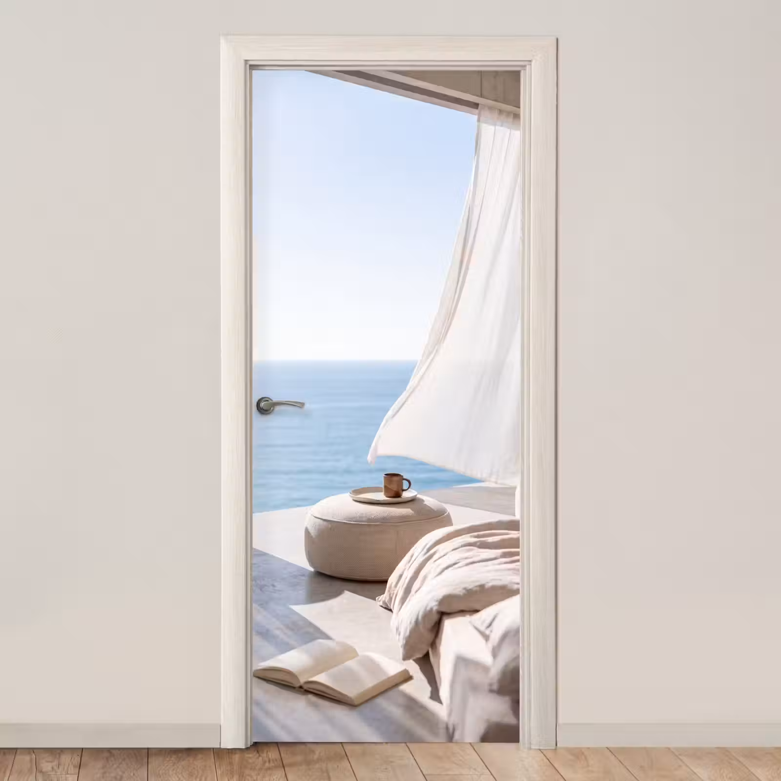 Deursticker - Interieur - Zeezicht - Modern - Rust - Beige — 1