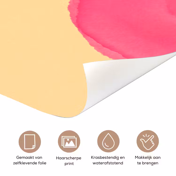 Deursticker - Abstract - Aquarel - Organisch - Oranje - Roze — 3
