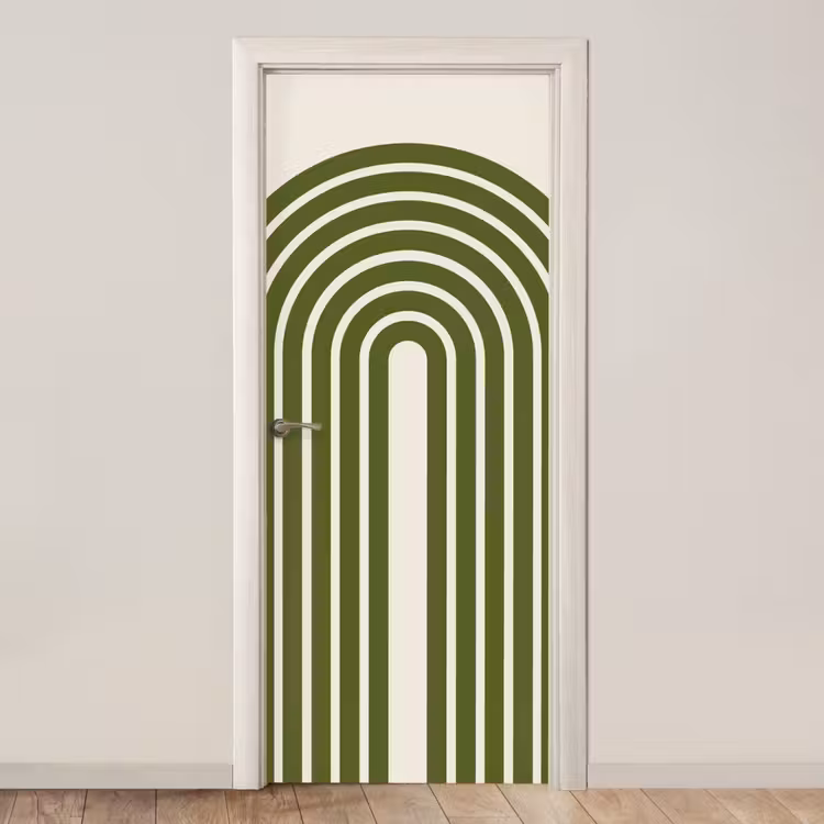 Deursticker - Abstract - Bogen - Modern - Groen - Kunst — 1