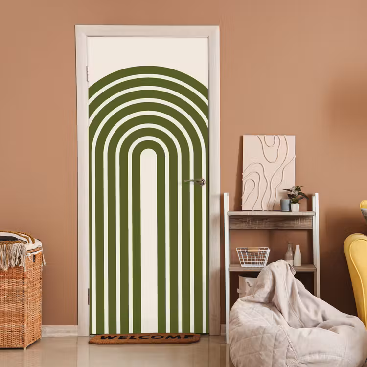Deursticker - Abstract - Bogen - Modern - Groen - Kunst — 2