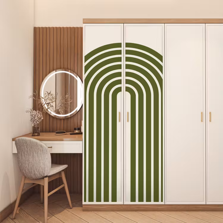 Deursticker - Abstract - Bogen - Modern - Groen - Kunst — 5