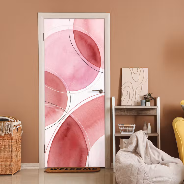 Deursticker - Abstract - Cirkels - Modern - Roze - Kunst — 2