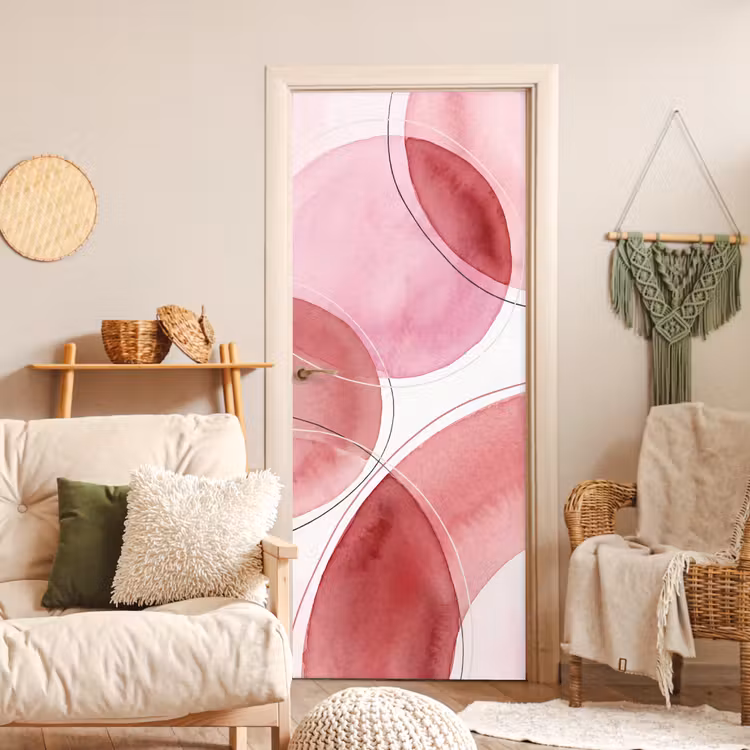 Deursticker - Abstract - Cirkels - Modern - Roze - Kunst — 4