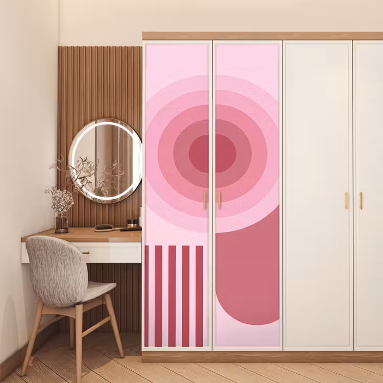 Deursticker - Abstract - Cirkels - Strepen - Modern - Roze — 5