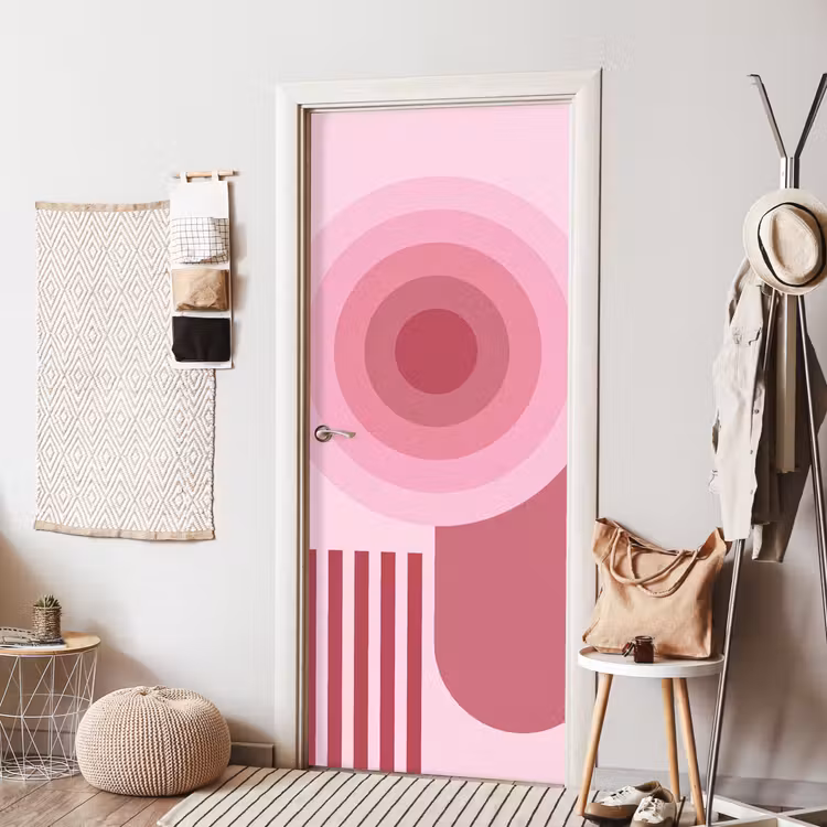 Deursticker - Abstract - Cirkels - Strepen - Modern - Roze — 8