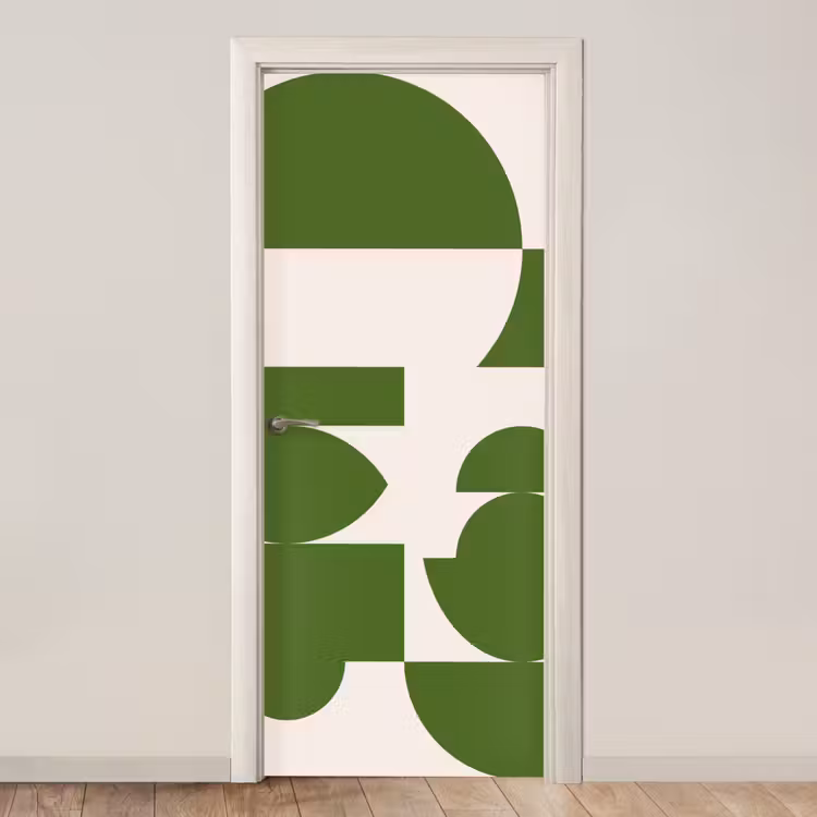 Deursticker - Abstract - Geometrie - Modern - Groen - Wit — 1