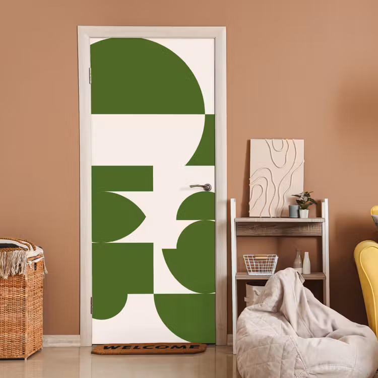Deursticker - Abstract - Geometrie - Modern - Groen - Wit — 2