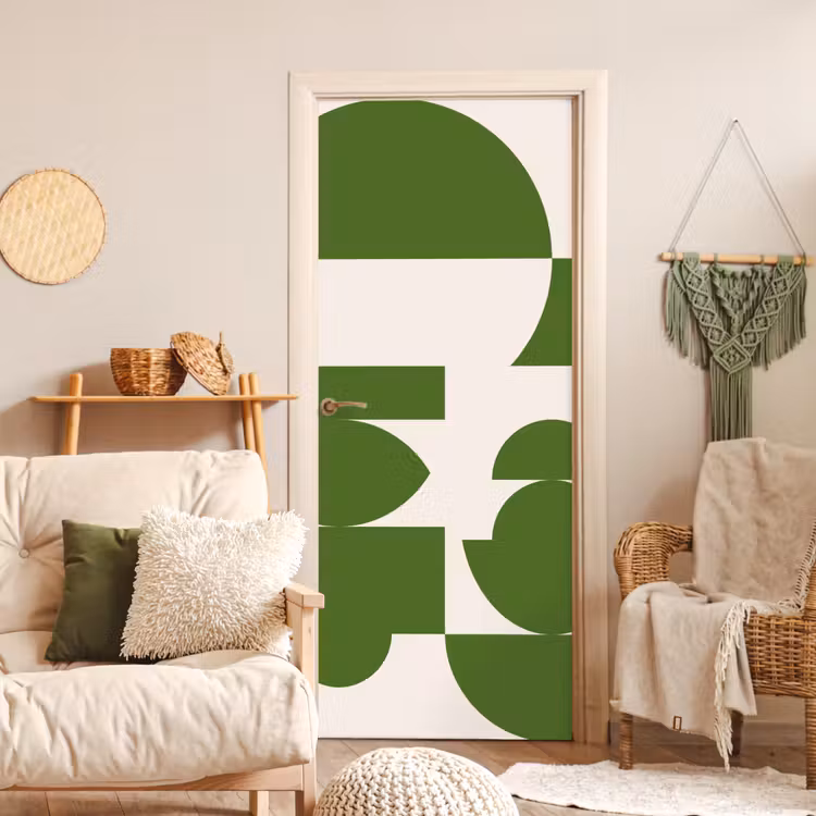 Deursticker - Abstract - Geometrie - Modern - Groen - Wit — 4
