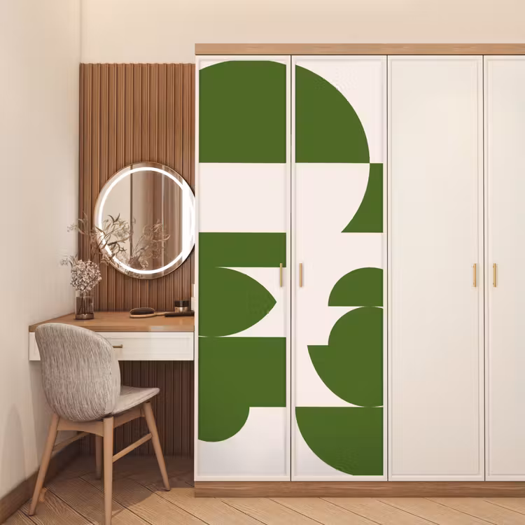 Deursticker - Abstract - Geometrie - Modern - Groen - Wit — 5
