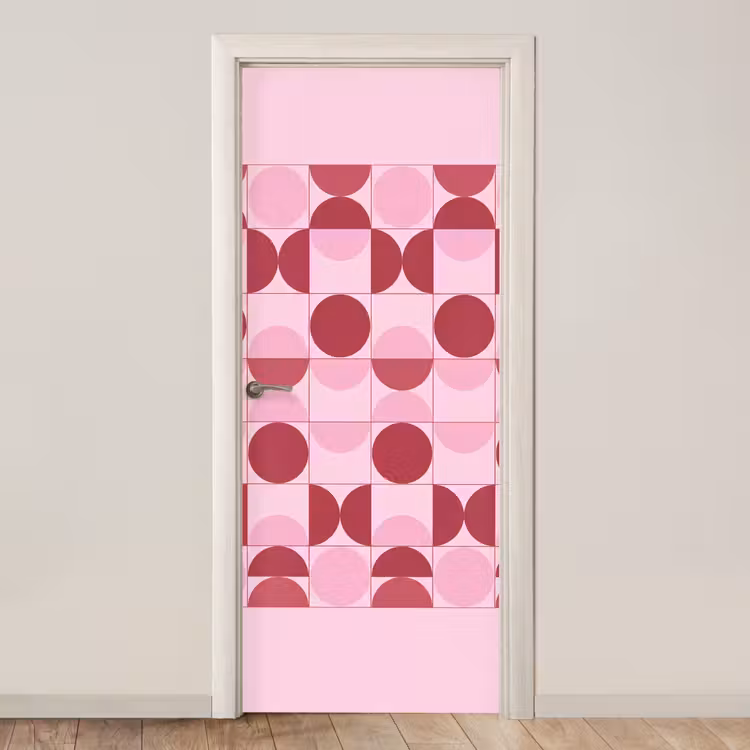 Deursticker - Abstract - Geometrisch - Cirkels - Roze - Modern — 1