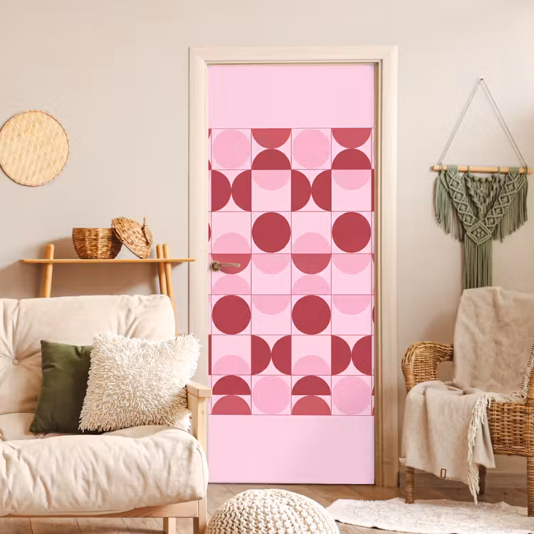 Deursticker - Abstract - Geometrisch - Cirkels - Roze - Modern — 4