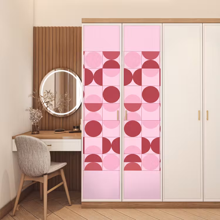 Deursticker - Abstract - Geometrisch - Cirkels - Roze - Modern — 5