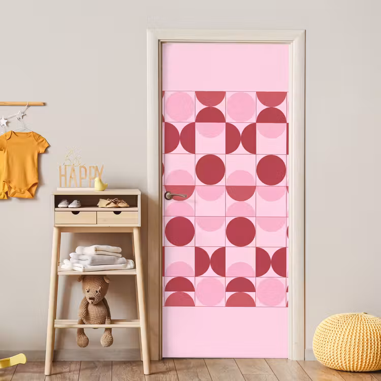 Deursticker - Abstract - Geometrisch - Cirkels - Roze - Modern — 6