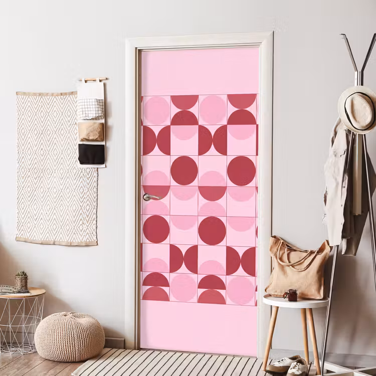 Deursticker - Abstract - Geometrisch - Cirkels - Roze - Modern — 8