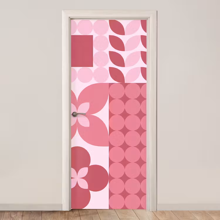 Deursticker - Abstract - Geometrisch - Patroon - Modern - Roze — 1