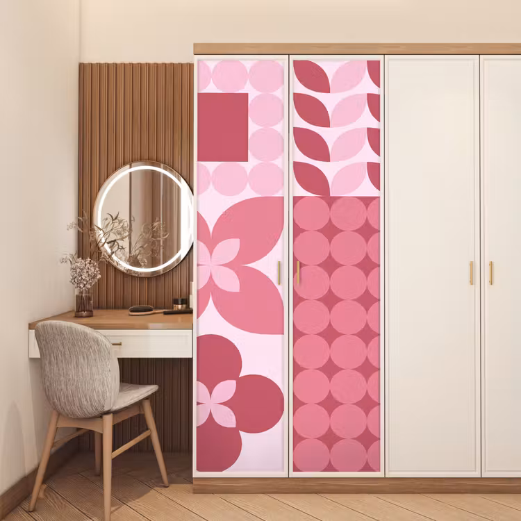 Deursticker - Abstract - Geometrisch - Patroon - Modern - Roze — 5