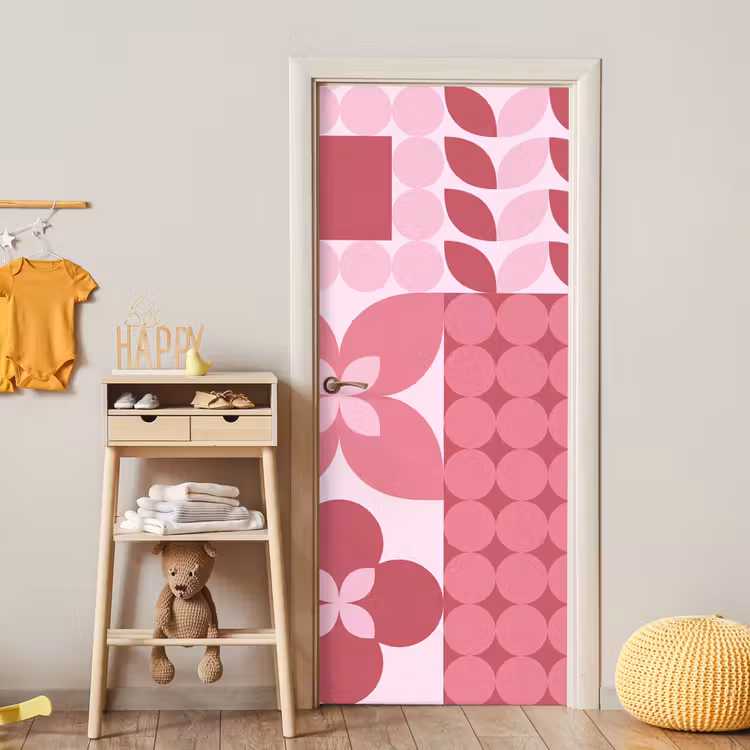 Deursticker - Abstract - Geometrisch - Patroon - Modern - Roze — 6