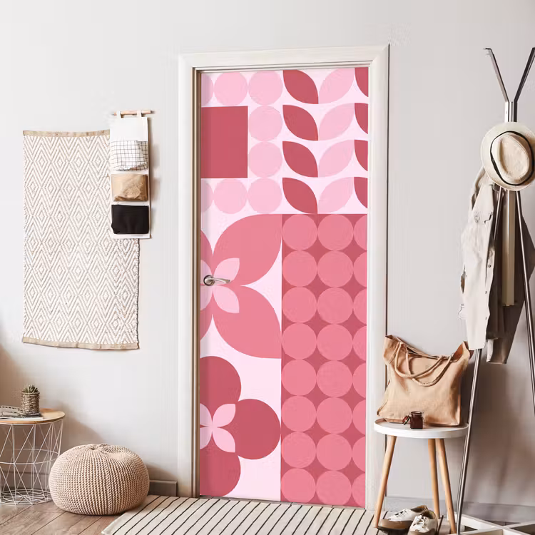 Deursticker - Abstract - Geometrisch - Patroon - Modern - Roze — 8