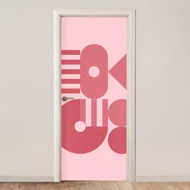 Deursticker - Abstract - Geometrisch - Vormen - Roze — 1