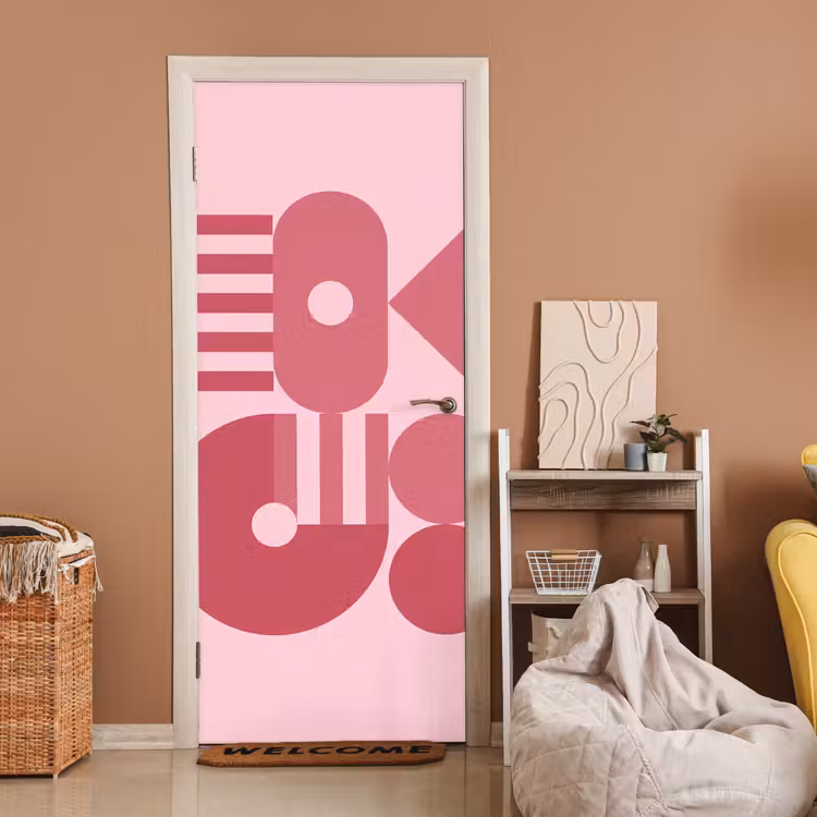 Deursticker - Abstract - Geometrisch - Vormen - Roze — 2