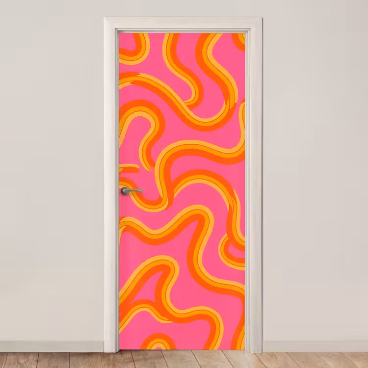 Deursticker - Abstract - Golvende lijnen - Modern - Kleurrijk — 1