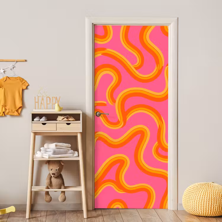 Deursticker - Abstract - Golvende lijnen - Modern - Kleurrijk — 6