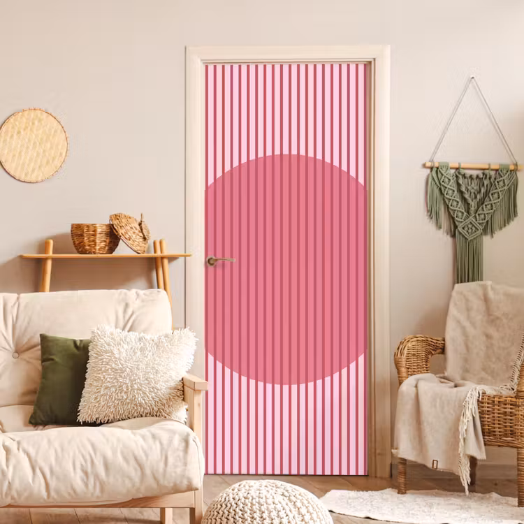 Deursticker - Abstract - Strepen - Ovaal - Roze - Modern — 4