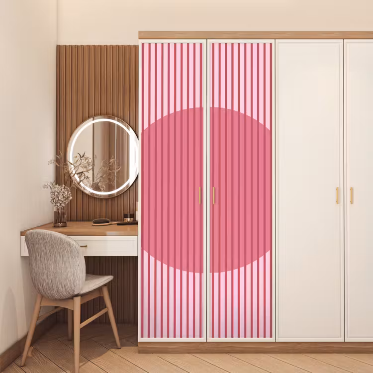 Deursticker - Abstract - Strepen - Ovaal - Roze - Modern — 5
