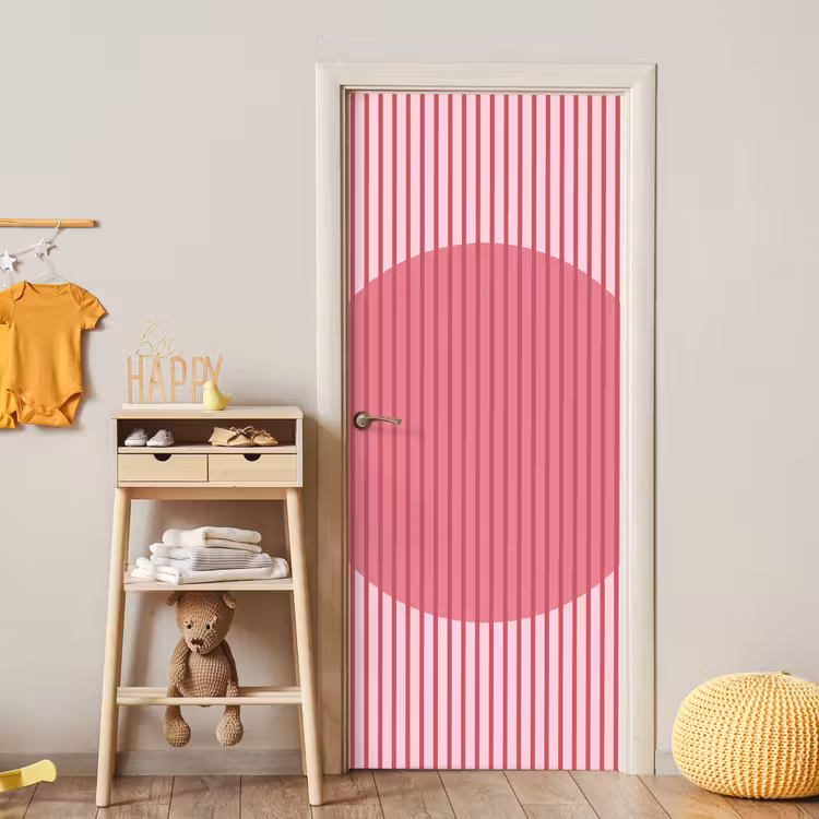 Deursticker - Abstract - Strepen - Ovaal - Roze - Modern — 6