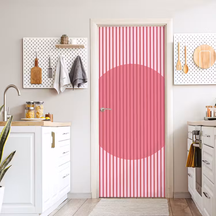 Deursticker - Abstract - Strepen - Ovaal - Roze - Modern — 7