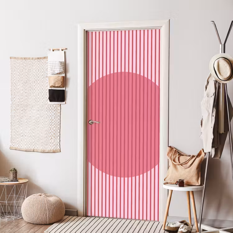 Deursticker - Abstract - Strepen - Ovaal - Roze - Modern — 8