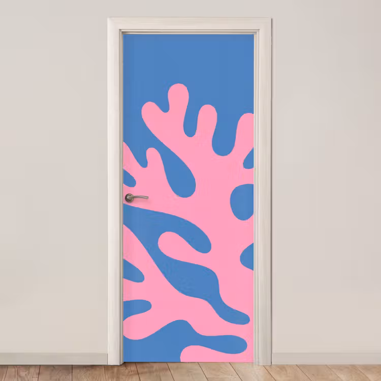 Deursticker - Abstract - Vormen - Roze - Blauw — 1