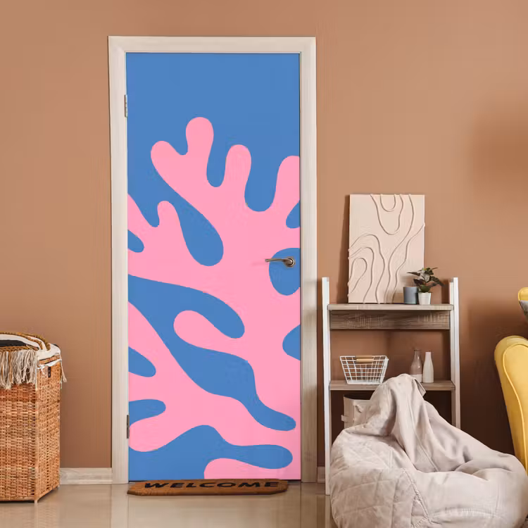 Deursticker - Abstract - Vormen - Roze - Blauw — 2