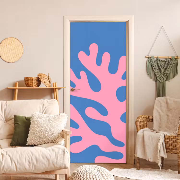 Deursticker - Abstract - Vormen - Roze - Blauw — 4