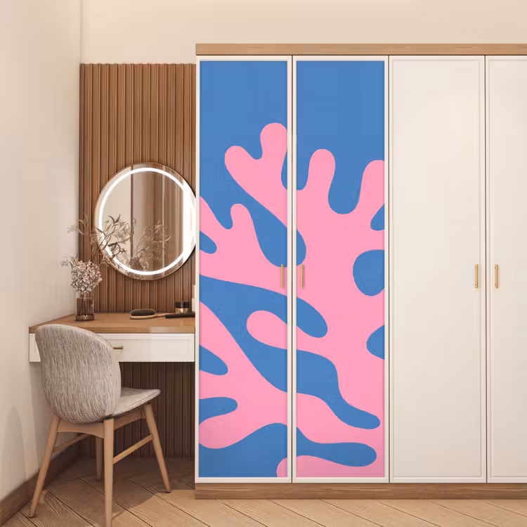 Deursticker - Abstract - Vormen - Roze - Blauw — 5