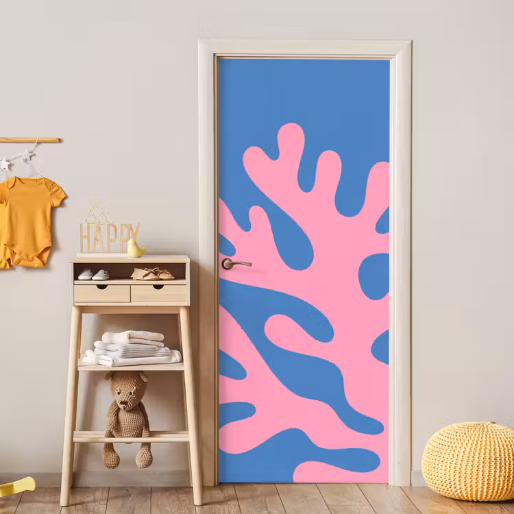 Deursticker - Abstract - Vormen - Roze - Blauw — 6