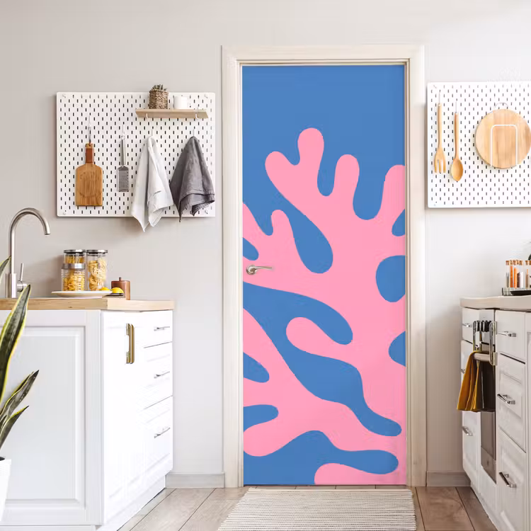 Deursticker - Abstract - Vormen - Roze - Blauw — 7