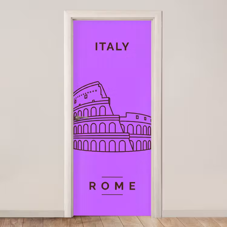Deursticker - Architectuur - Colosseum - Rome - Minimalistisch - Paars — 1
