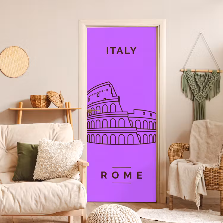 Deursticker - Architectuur - Colosseum - Rome - Minimalistisch - Paars — 4