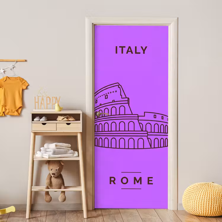Deursticker - Architectuur - Colosseum - Rome - Minimalistisch - Paars — 6