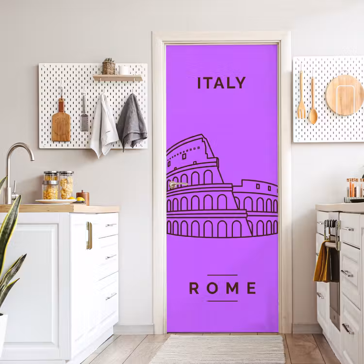 Deursticker - Architectuur - Colosseum - Rome - Minimalistisch - Paars — 7