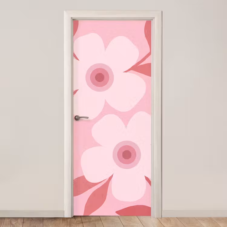Deursticker - Bloemen - Abstract - Modern - Roze - Natuur — 1